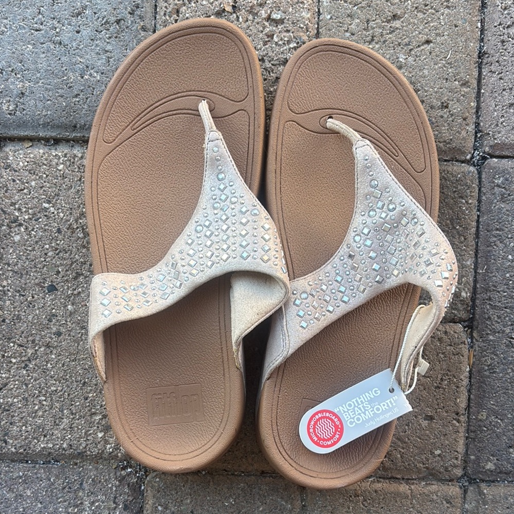 Fitflop Beige Rhinestone Sandals